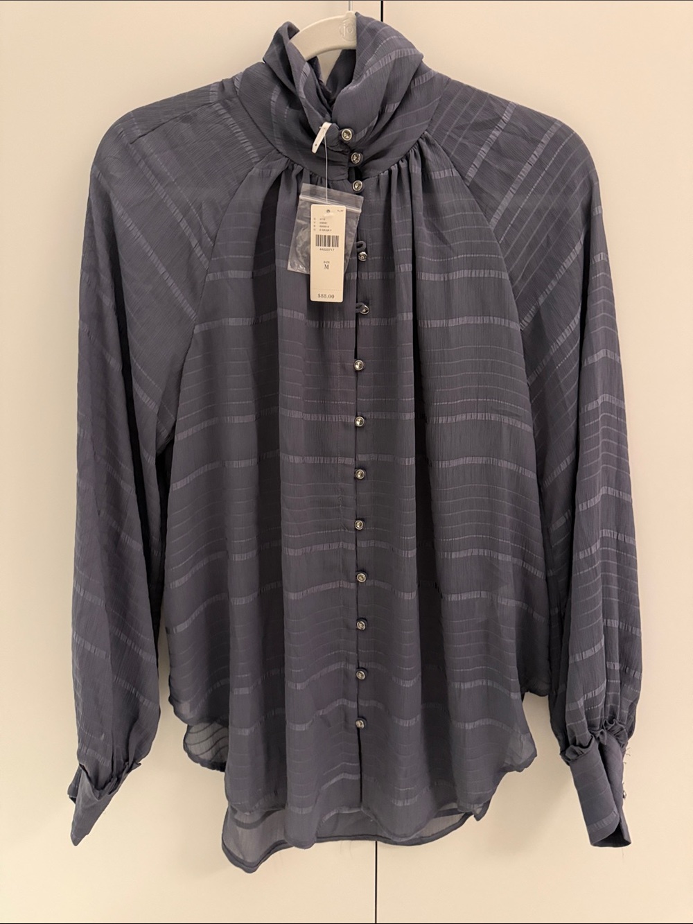 NWT Anthropologie Feather Bone Marietta Ruffle High Neck Blouse Medium